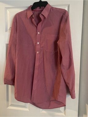 Chick-fil-A work Shirt oobe mens Medium Gingham Button Down Long Sleeve Uniform